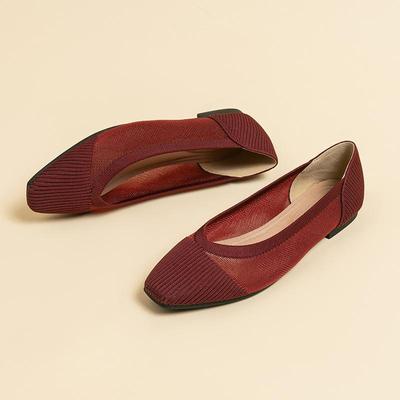 Квадратный носок неглубокий вырез ткань плоская подошва женская однотонная трикотажная мягкая подошва большой размер 34-43