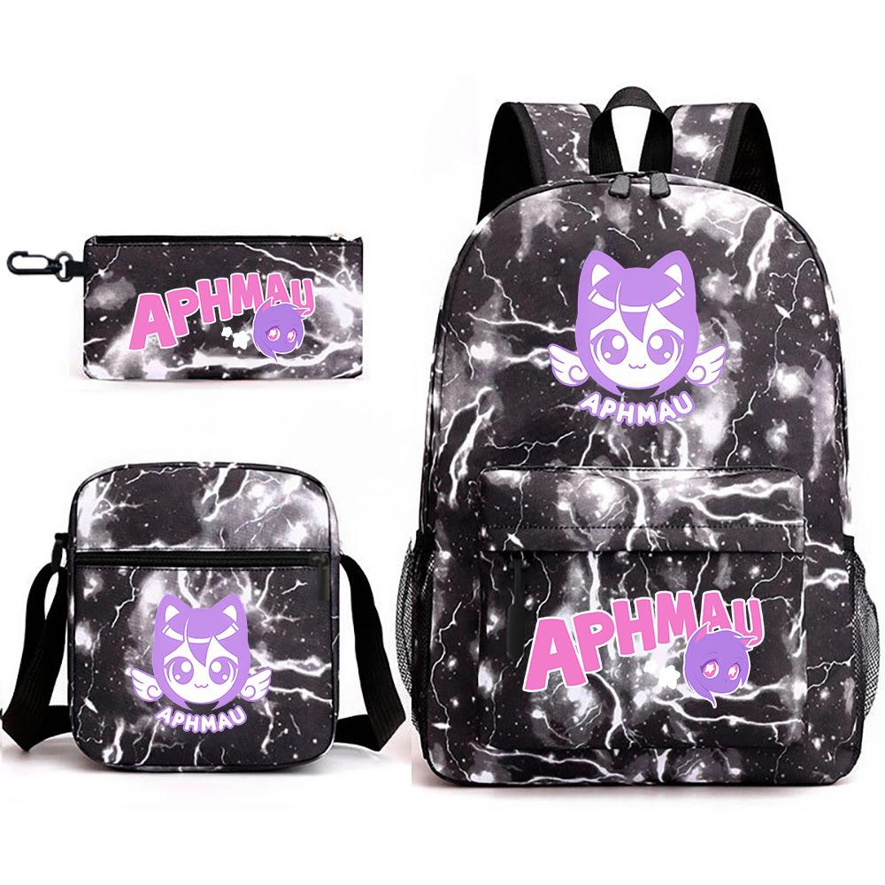 Игровой мерч Aphmau Школьная сумка Мультяшный рюкзак Пенал Сумка через плечо Набор из трех предметов