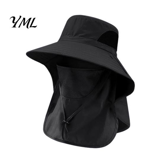 Wide Brim Hat for Mountaineering Full Coverage Sun Hat, Fishing with Neck Flap, Removable Breathable Mesh Hiking Outdoor Face UV Protection