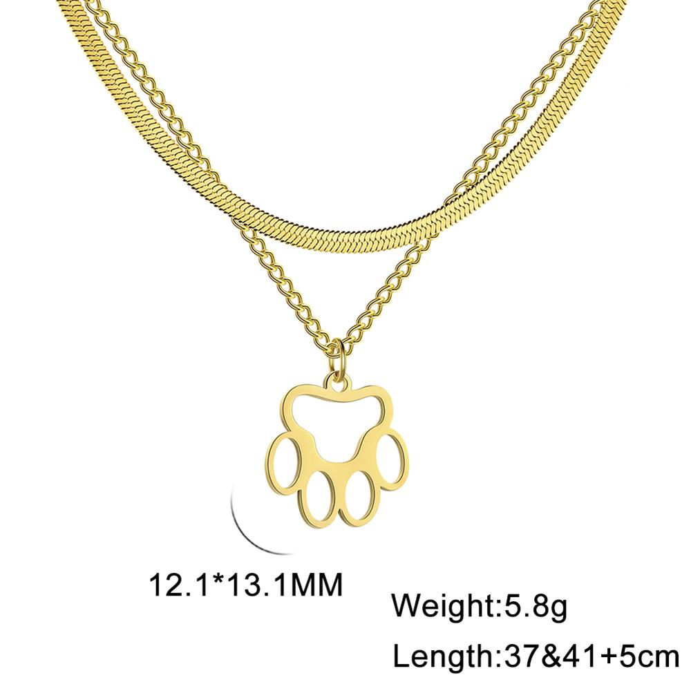 Cazador Fashion Animal Paw Hollow Pendant Necklace for Women Girl Dog Cat Bear Paw Neck Chain Stainless Steel Jewelry Gift