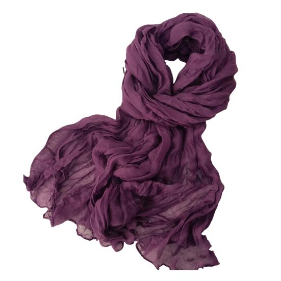 Women Scarf Solid Color Pleated Long Scarf Retro Autumn Winter Warm Long Scarf Soft Vintage Inspired Scarf