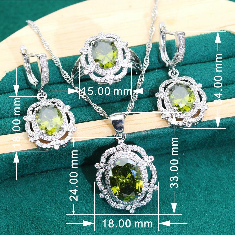 Комплект украшений Mrs Zircon цвета оливы, инкрустированный бриллиантами. Стильный комплект украшений класса люкс класса люкс.