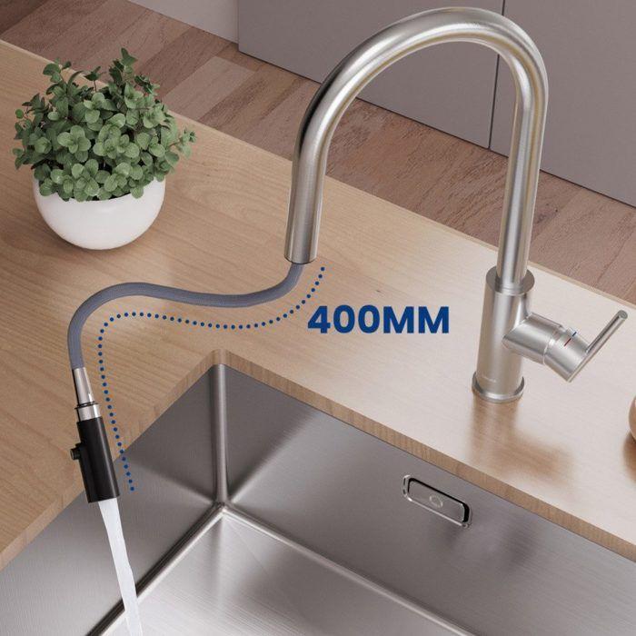 Кухонная мойка на столешнице 60x45 см, слив + матовый кухонный смеситель