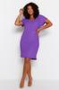 Женское стильное фиолетовое трикотажное платье прямого кроя больших размеров