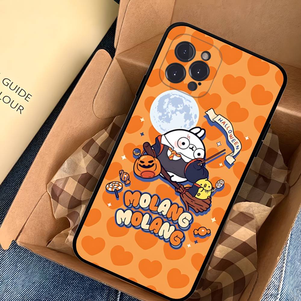 Кавайная Милая Кролик M-MolangS Аниме Чехол для Телефона Для IPhone 14 Plus 13 Mini 11 16 15 17 Pro Max Защита Ударопрочный