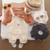 Boys' Bear Sweatshirt & Overalls Set - Spring/Autumn 2025 Casual Two-Piece for Infants