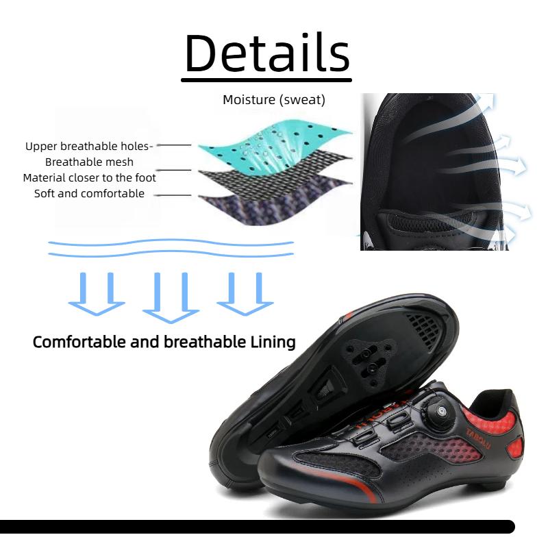 Cycling Shoes with Rotating Buckle - Breathable Unisex MTB Shoes Non-Slip Nylon Outsole Durable Leather Outdoor Riding Shoes