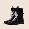 Vintage Versatile Frosted Leather Boxing Boots Women's Strap Side Zipper Outside Wear Mountaineering Dexun Martin Boots Motorcycle Boots