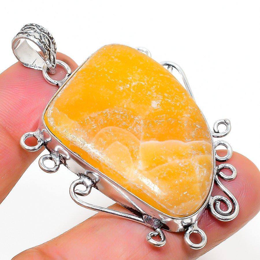 Septerian Stone Handmade 925 Sterling Silver Jewelry Pendant 2.17" O7J74