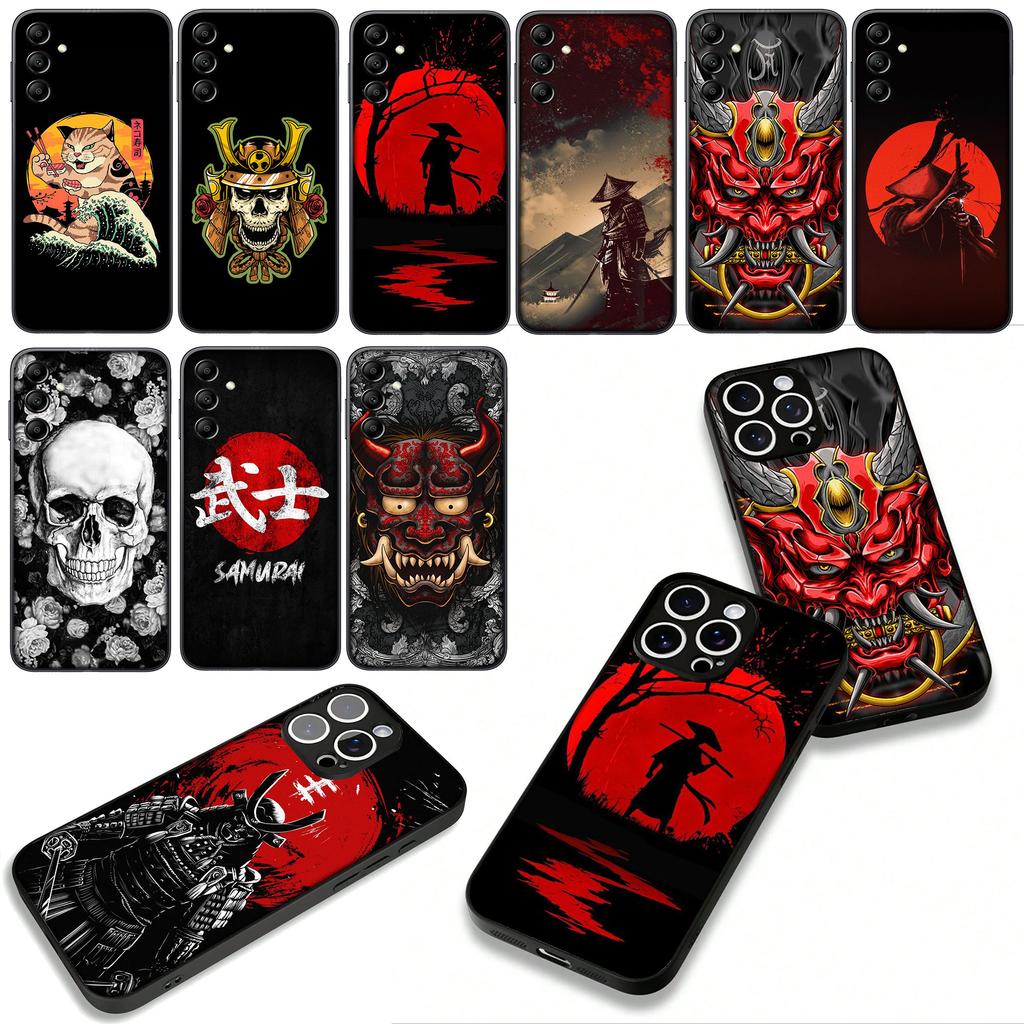 Cover for Apple iPhone 16 15 14 Plus 13 12 Mini 17 Pro Max + ProMax 16E Air 16+ 15+ Case Japan Samurai Skeleton Skull Ninja
