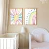 6Pcs Pink Boho Sun Rainbow Wall Art Colorful Heart Pattern Poster Prints Girl Power Canvas Pictures for Toddler Nursery Girl Kids Room
