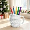 Unique Santa Desk Organizer 3D Printed Claus Pen Holder with Handle, Christmas Decorative Stationery Organizer, Large Outdoor Yard Ornaments Capacity