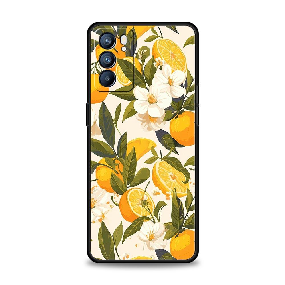 Летний чехол для телефона с принтом лимона и свежих фруктов Для Oppo Reno 13 12 11 10 7 F Find X5 X6 A98 A80 A79 A78 A57 A54 A31 A17 Pro Мягкий ТПУ