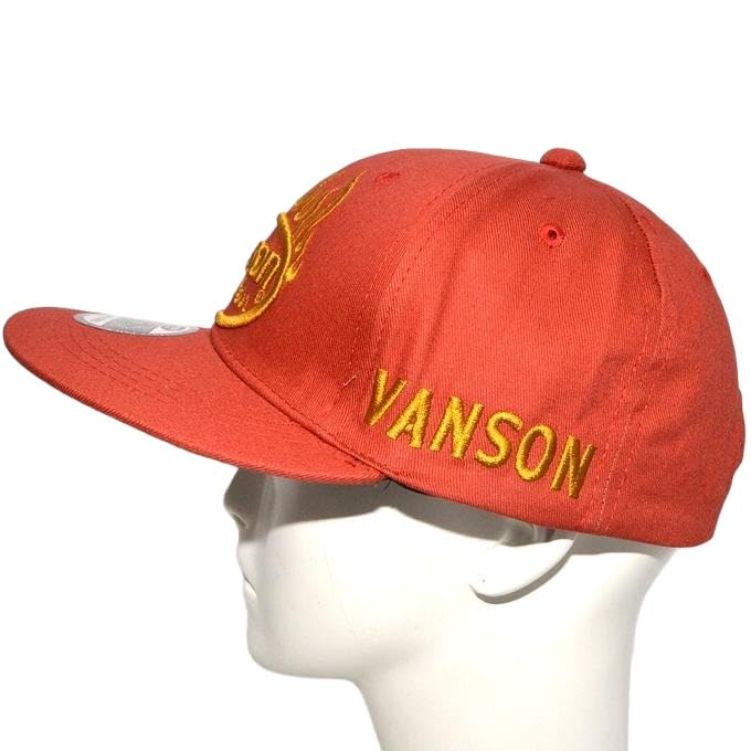 VANSON NVCP-2304 6-Panel Twill Baseball Cap, Embroidered Oval Logo, Orange, One Size