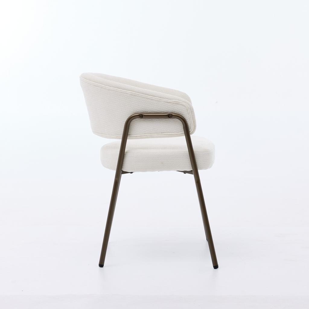 Modern Chenille Dining Chairs with Arms, Upholstered Accent Chairs with Antique Brass Metal Legs for Kitchen, Single Pack, Beige, SW1876BG