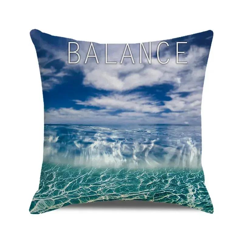 45x45 cm Blue Ocean Style Square Cushion Cover Beach Coconut Grove Sunset Scenery Print Pillowcase Home Decor Pillow Cover