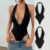 Women's Spring and Summer Backless Tapered Three-quarter Sexy Hanging Neck Jumpsuit
