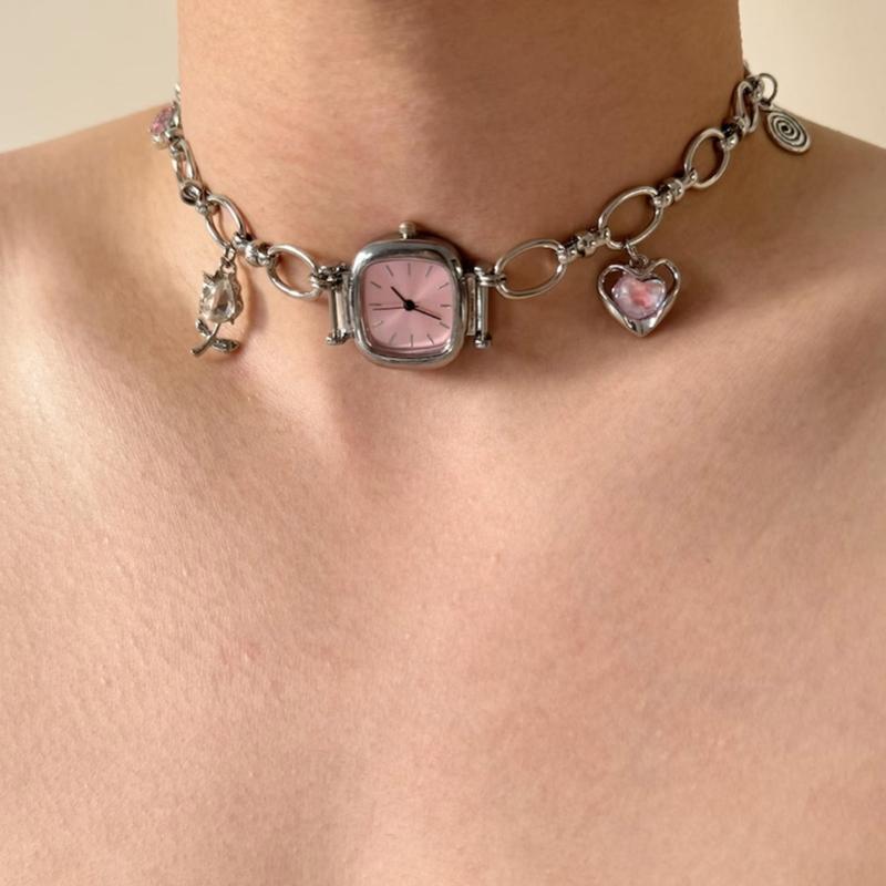 Сверхпрочная винтажная цепочка на ключицу из сплава, кулон в виде механических часов, уникальное милое крутое ювелирное украшение, подарок для женщин