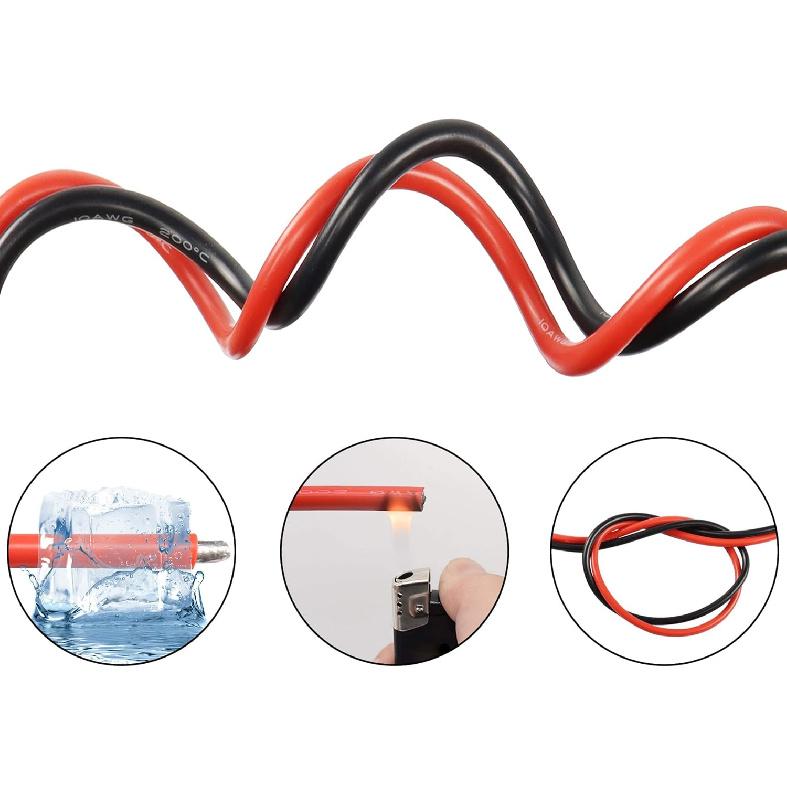 Кабели солнечной батареи 10 AWG Кабели инвертора питания с кольцевыми клеммами 3/8" Провод 10AWG Луженая медь Кабель-удлинитель для солнечной энергии, RV, Автомобиля, Лодки