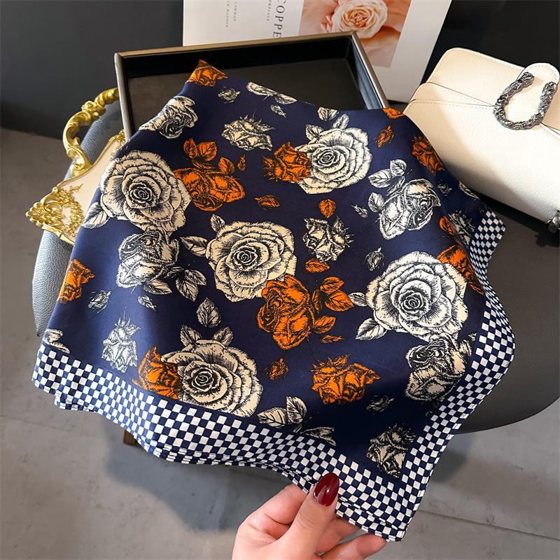 Women's 70cm Leopard Print Silk Scarf - Versatile Square Scarf for Professional and Casual Wear