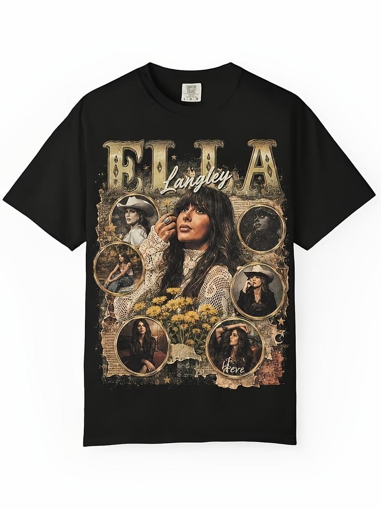 Men'S And Women'S EILA Langley Here Unisex 100% T-Shirt, Soft, All-Season Casual Streetwear Essential, All-Match All-Season Style,
