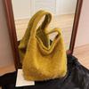 New Trendy Autumn and Winter Korean Solid Color Hairy Large Capacity Tote Bag