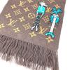 Louis Vuitton  MP2964 Virgil Abloh charpesLV friends fringe Scarf wool Brown