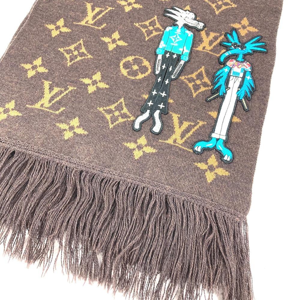 Louis Vuitton  MP2964 Virgil Abloh charpesLV friends fringe Scarf wool Brown