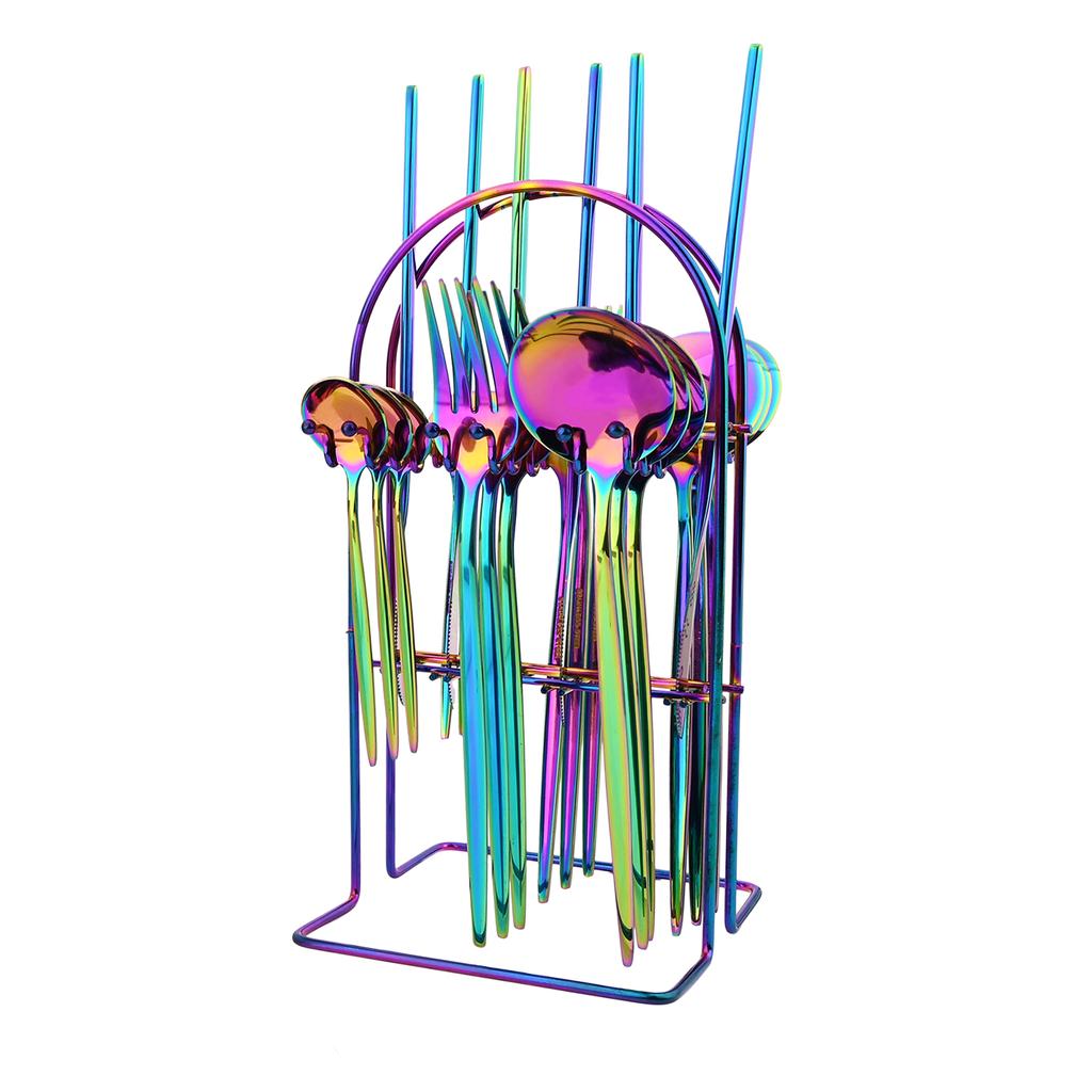 24 шт., набор столовой посуды из черного золота, набор столовых приборов из нержавеющей стали, кухонная вилка, нож, ложка, набор столовых приборов, набор столовых приборов, столовые приборы, подставка для столовых приборов