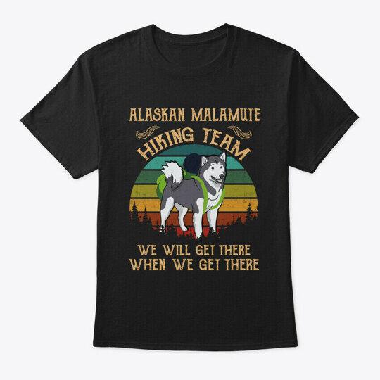 Alaskan Malamute Hiking Team Dog T-Shirt Made in the USA Size S to 5XL Unisex T-Shirt