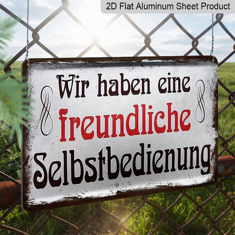 2D Flat German Sign "Wir Haben Eine Freundliche Selfservice" with Musical Notes, Size 8inch X 12inch, Perfect for Home Decor, Clubs and Outdoor