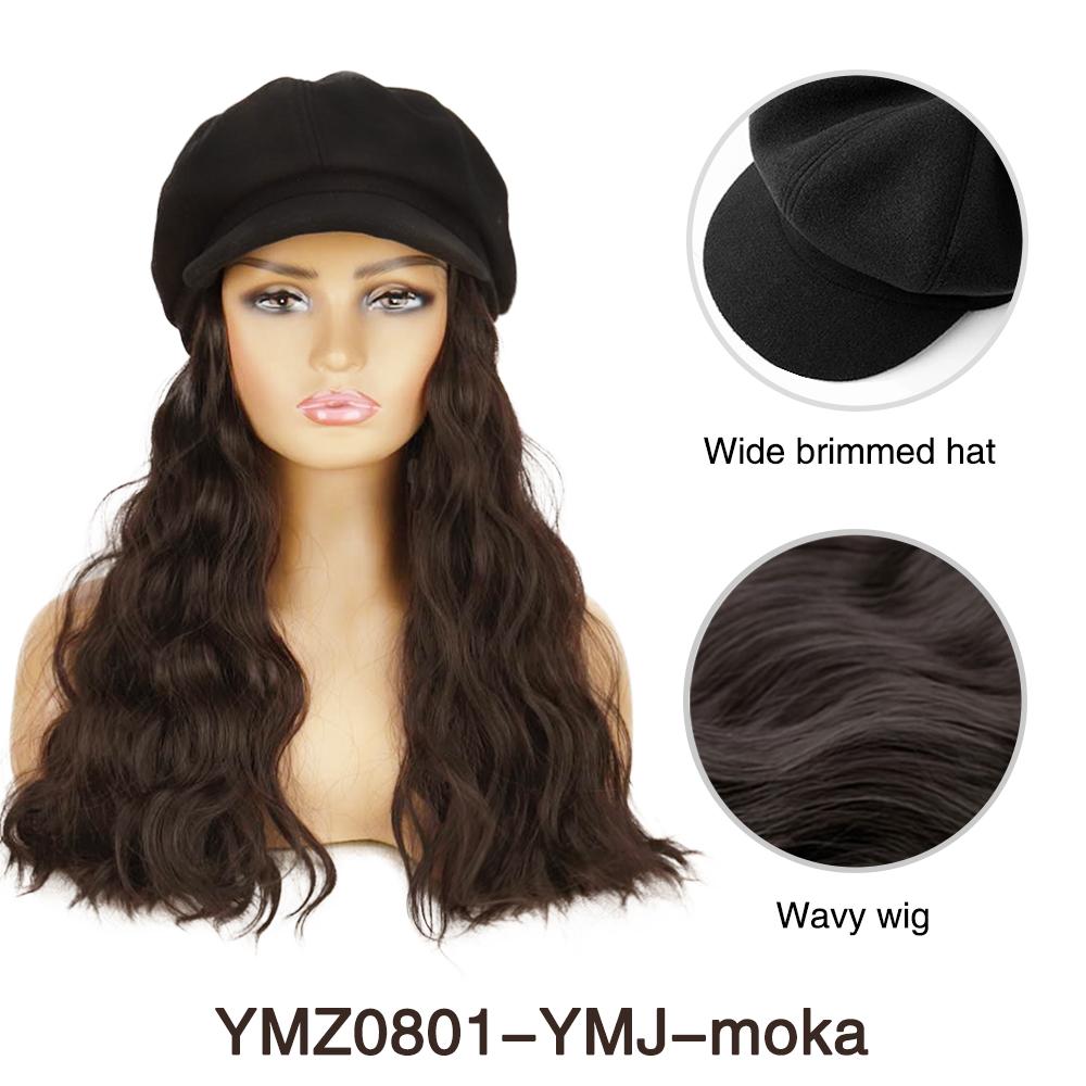 MISSQUEEN Synthetic Beret And Fisherman's Hat Wig Extension Long Wavy Hair Suitable For Women Daily Wear