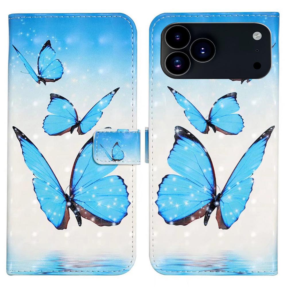 For iPhone 17 Pro Max Case 3D Creative Pattern PU Leather Stand Phone Cover