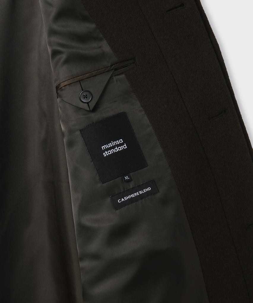 Musinsa Standard Cashmere Blend Over-Shoulder Balmacaan Coat [Dark Brown]