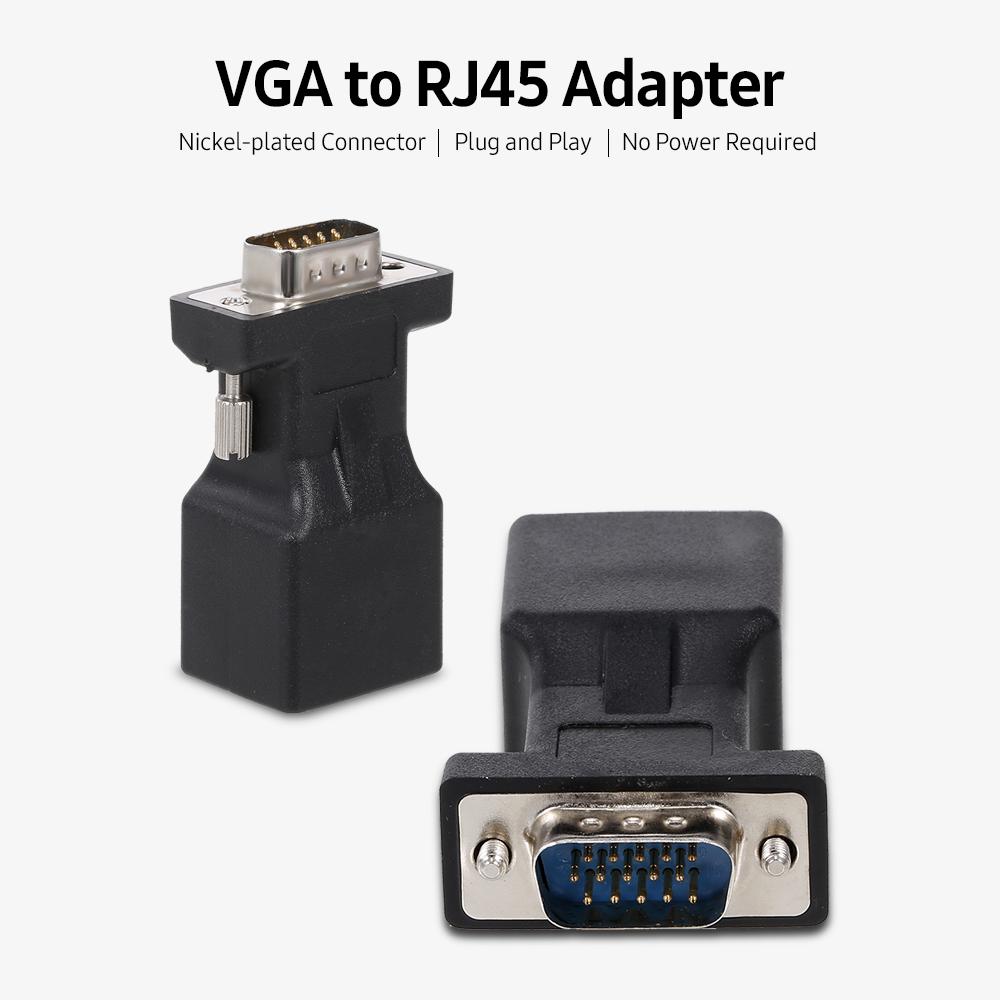 2 шт. адаптер VGA к RJ45 адаптер VGA Male к RJ45 конвертер портов Ethernet CAT5e CAT6 сетевой кабель