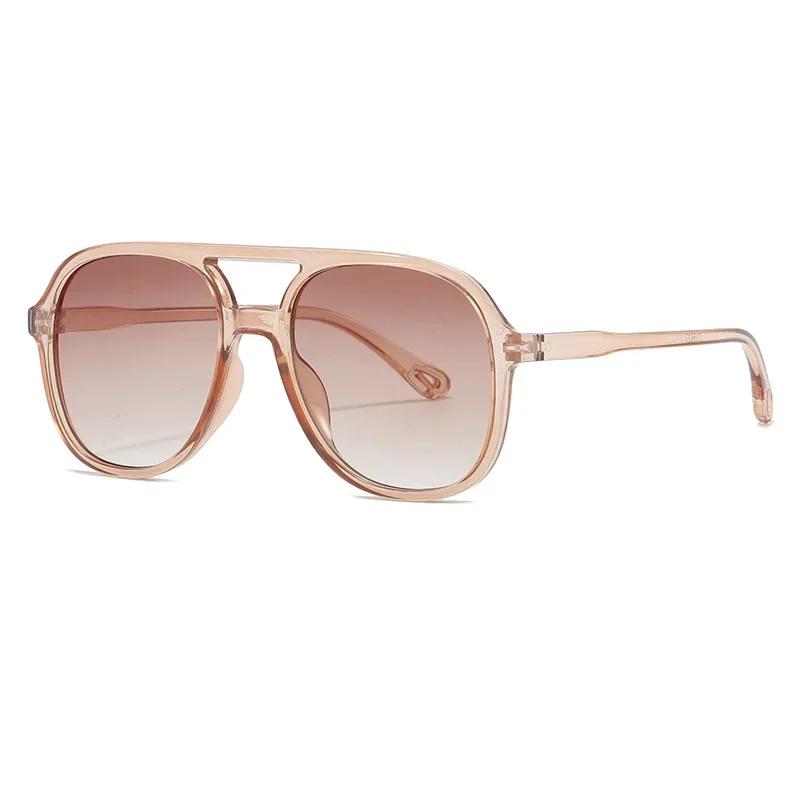 Fashionableable and Minimalist Double Beam Large Glass Frame Sunglasseses Men's Style and Women's Style Leisure Fishing Driving Use Blackout Glasses