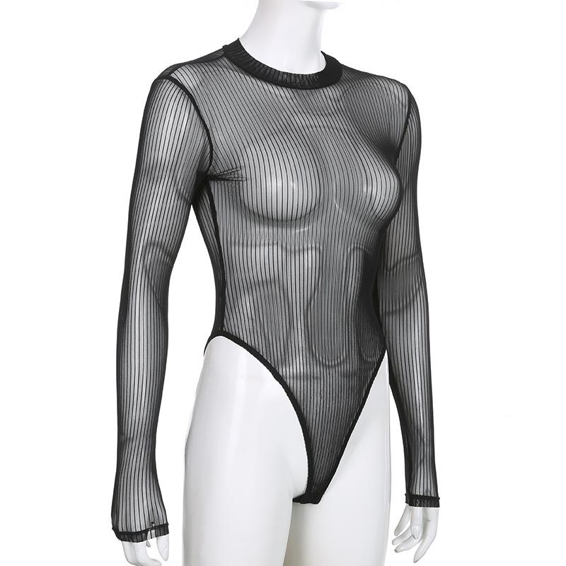 Прозрачный комбинезон с открытой спиной, прозрачный, женский, однотонный, черный, футболка, летняя, элегантная, сексуальная, уличная одежда