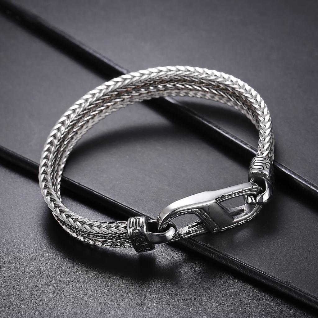 10mm Stainless Steel Woven Chain Men's Bracelet Simple Spring Clasp Jewelry Gift Accessories Gothic