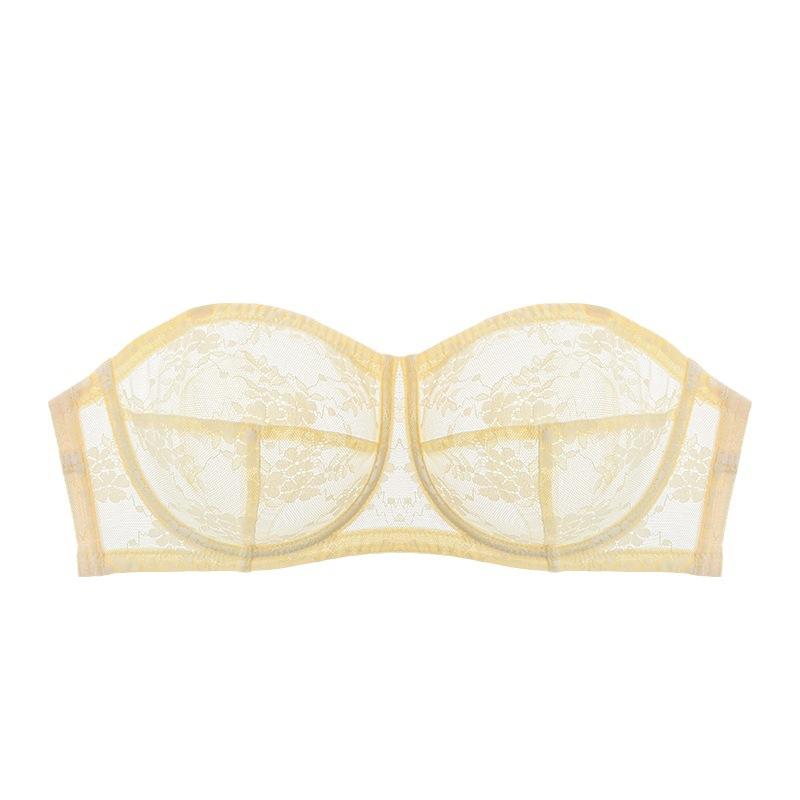 Large Size Women Gathered Minimizer Bra Invisible Summer Ultra Thin Lingerie Wireless Brassiere Strapless Underwear Tops
