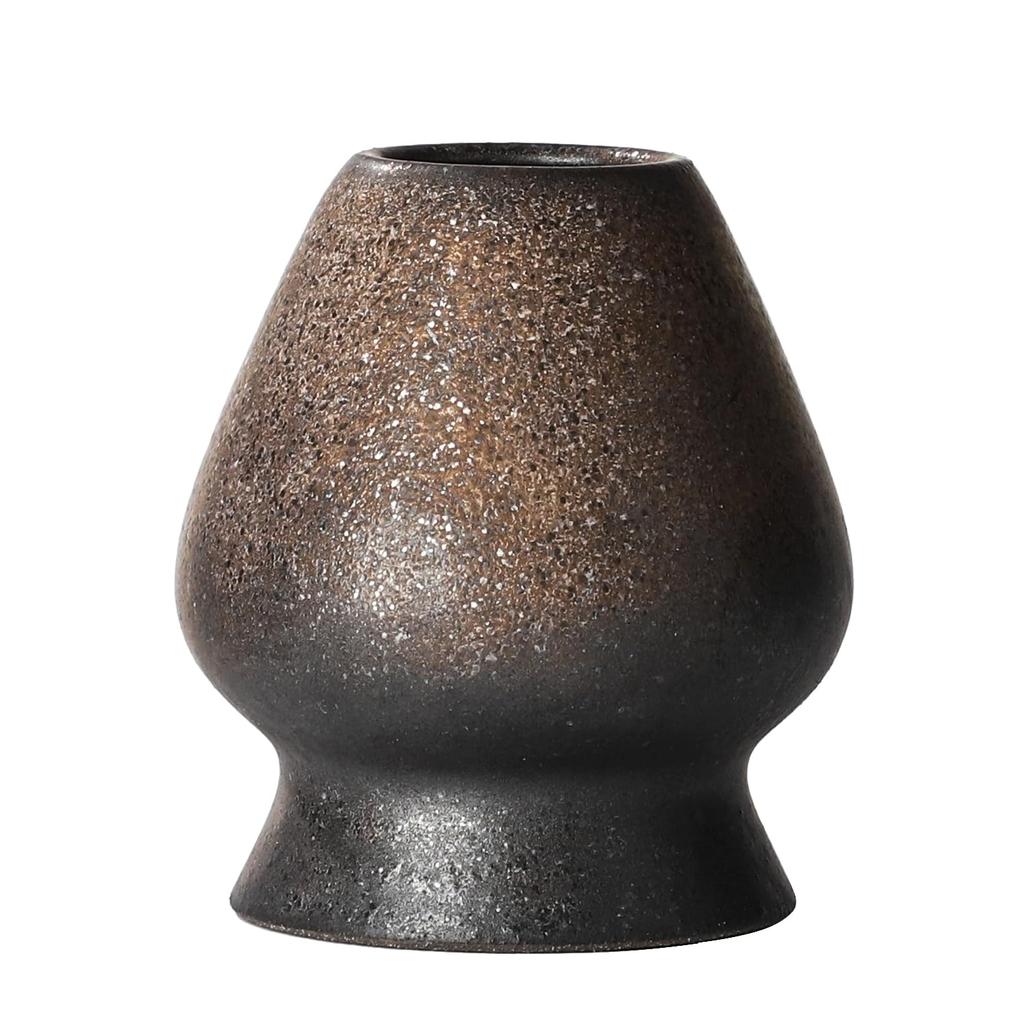 Katakuchi Matcha Bowl Set, Tea Ceremony Utensils, Tea Bowl, Chawan (Tea Whisk), Chashaku (Tea Scoop), Peach-Shaped Round Tea Scoop (Grey with