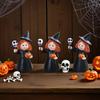 3Pcs Halloween Witch Figurine Holding Skull Pumpkin Cartoon Witch Resin Statue Sculpture Home Office Holiday Party Decoration Ornament