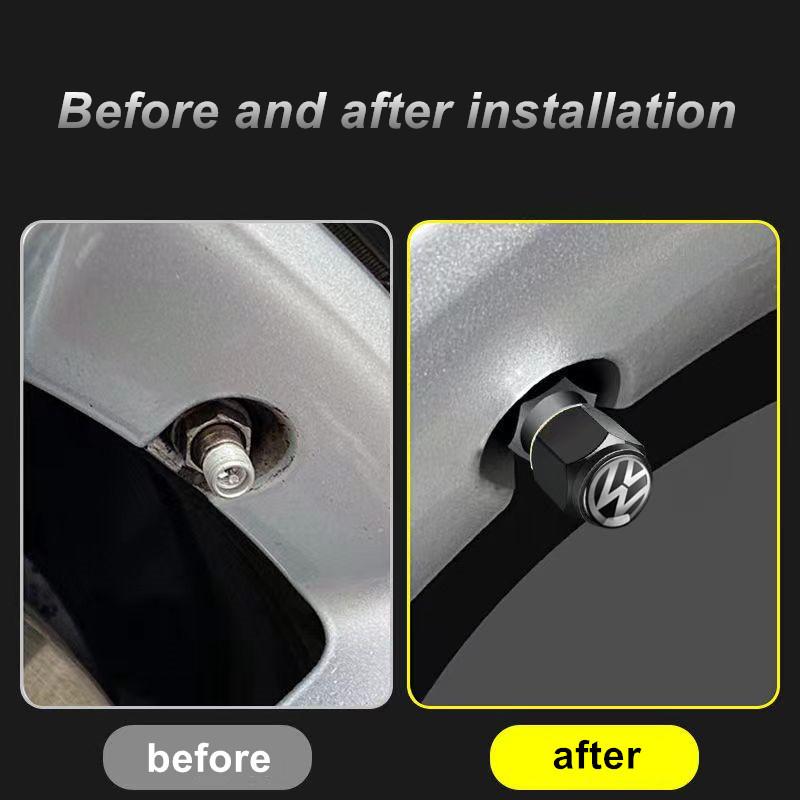 efg1 LJ-QMM For VW Volkswagen Golf Polo Passat Tiguan Jetta Car Sticker 4pcs Metal Car Wheel Tire Valve Caps Stem Covers