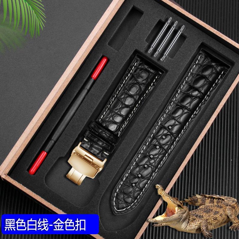 New Crocodile Leather Strap Genuine Alligator Watchband for Omega Longines IWC 20mm 22mm Butterfly Buckle Bracelet Black Brown