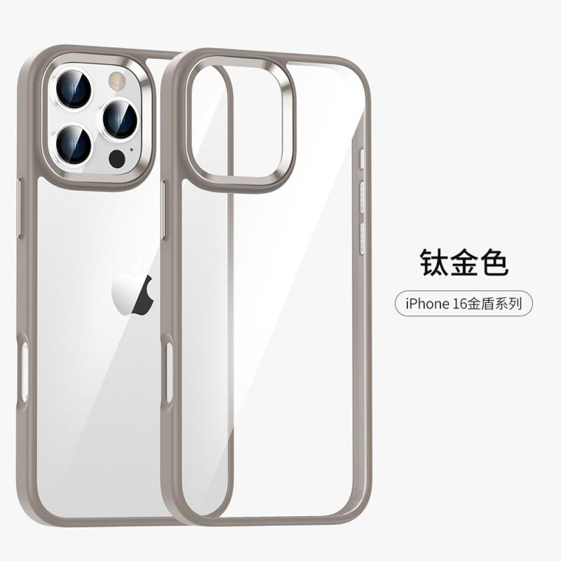 Metal Frame Clear Phone Case IPhone 16 Pro Max 17 15 14 Shockproof Protective Cover
