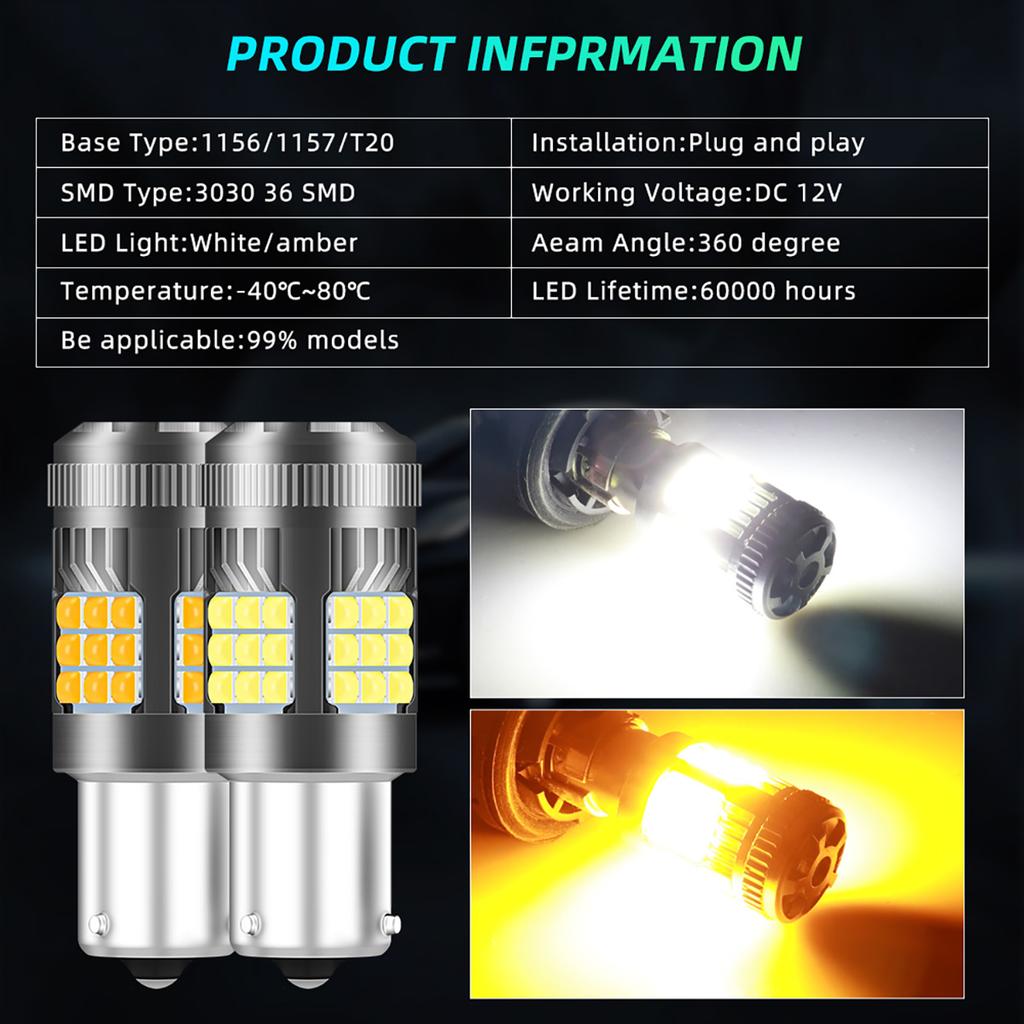 2 шт. 1156 T20 7440 светодиодные лампы с вентилятором 36SMD BA15S BAU15S желтые светодиоды Canbus для указателей поворота парковочные фонари заднего хода 12 В