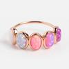 Oval Pink Opal Ring – Multi Fire Opal Engagement Ring, Gold Plated Dainty Jewelry, Promise Anniversary Gift for Women