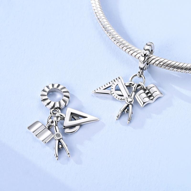 Copper Ruler Book Compass Pendant Charms Jewellery Fit Original Bracelet Necklace For Women Diy Gift