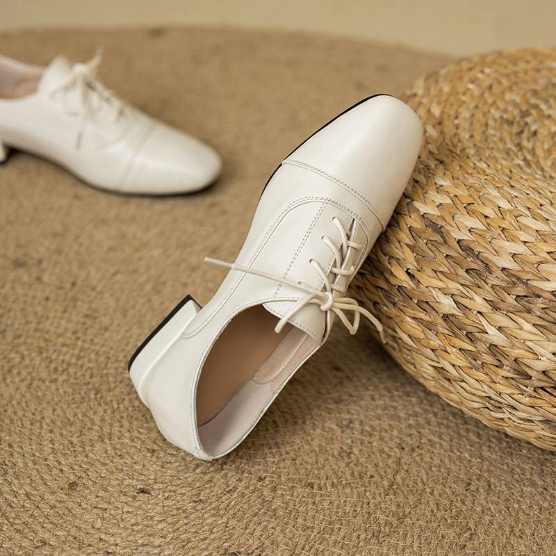 Туфли Krazing Pot из коровьей кожи с квадратным носком, размер 43, толстые низкие каблуки, модные офисные женские туфли с глубоким носком, осенние туфли-лодочки