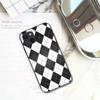 Black White Checkered Phone Case For IPhone 13 12 11 XS X 8 7 6 Plus Mini Pro Max SE 2022 Black Phone Cover