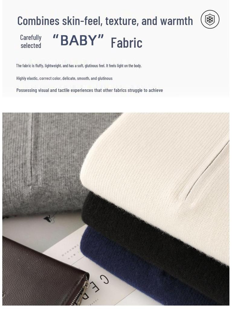 Мужской деловой повседневный пуловер поло из чистой шерсти на молнии - Осенне-зимний пуловер свободной вязки